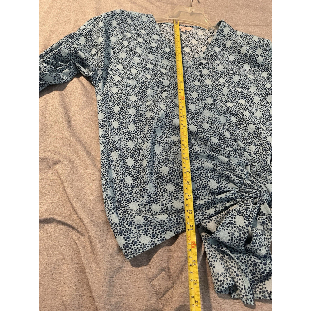 Juicy Couture Blue Geometric Size Small Women Bell Sleeve Top - Picture 6 of 7